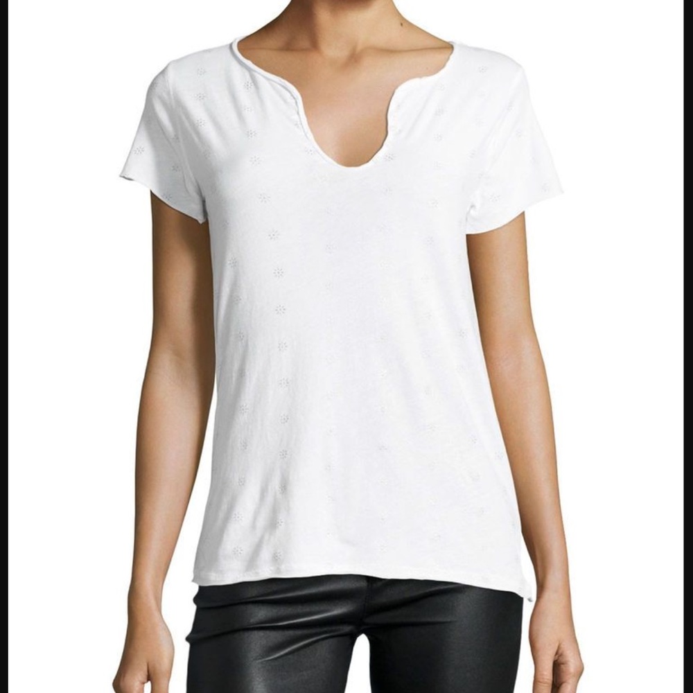 Zadig&Voltaire Paris brand white dotted print pattern women’s tshirt, size small